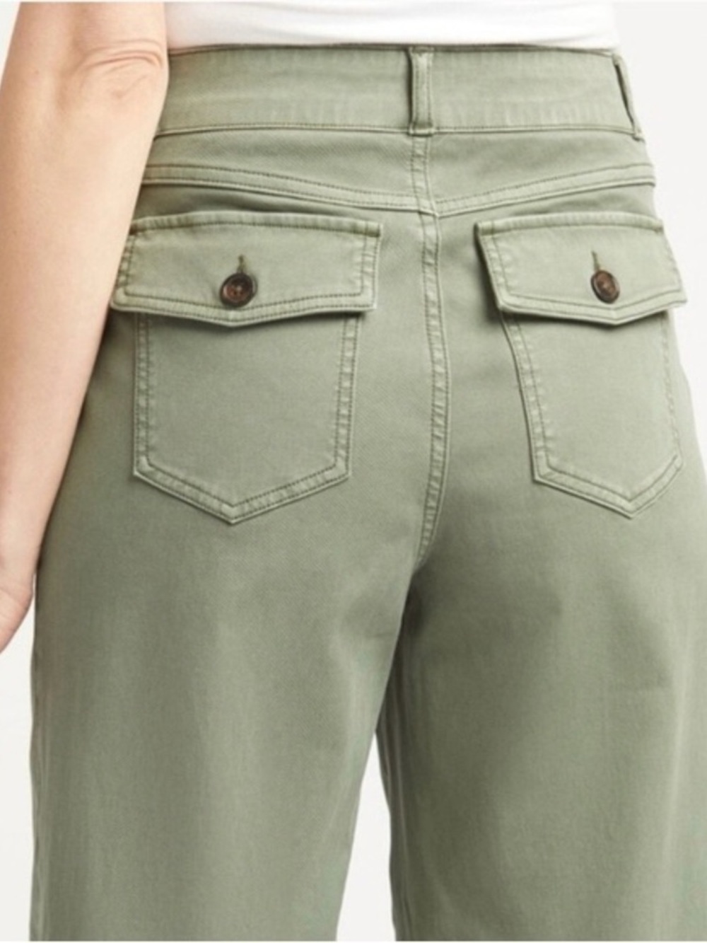 SPANX Twill Crop Wide Leg Pant in Olive Green Size MP - Picture 12 of 12